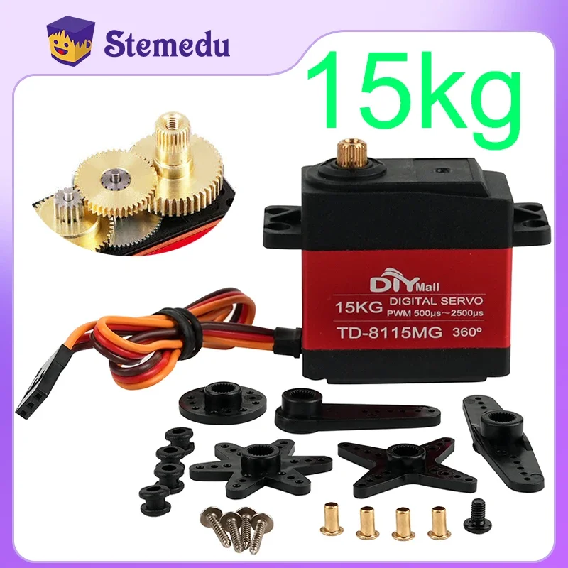 Waterdichte 15Kg TD-8115MG Robot Digitale Servo 180/270/360 ° Digitale Servomotor Metalen Versnelling Voor Rc Model Auto Vliegtuig Robotarm