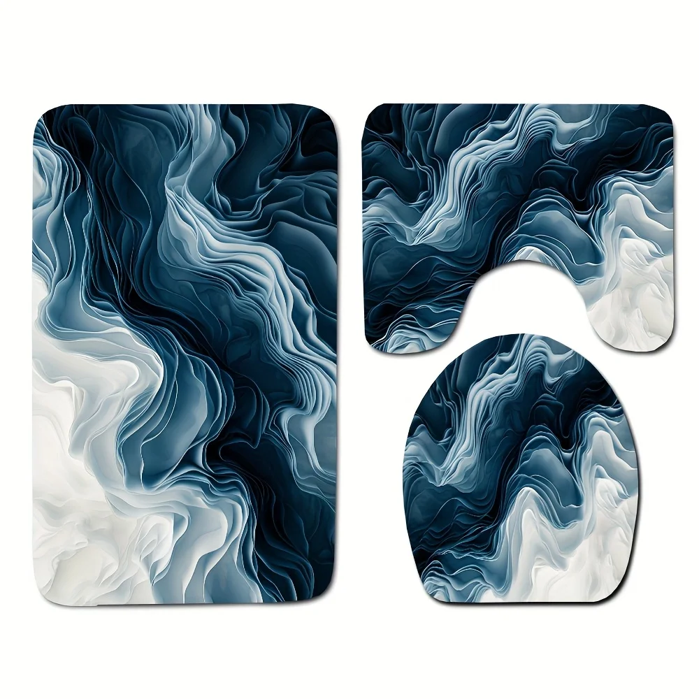 

Роскошный мраморный декор для ванной комнаты из 3 предметов, полиэфирная ткань, можно стирать в машине, U-образный коврик, нескользящий коврик, чехол на сиденье унитаза