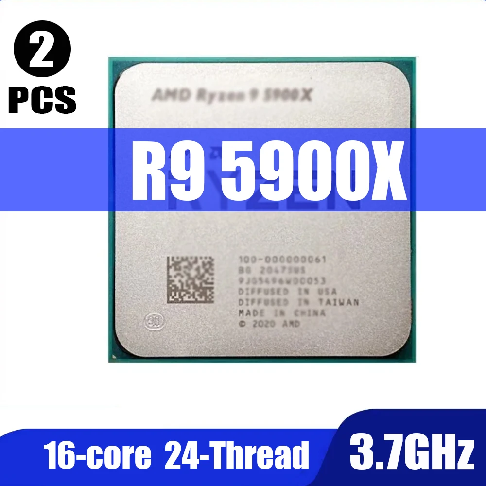 2PCS For AMD R  9 5900X R9 5900X 3.7 GHz Twelve-Core 24-Thread CPU Processor 7NM L3=64M 100-000000061 Socket AM4