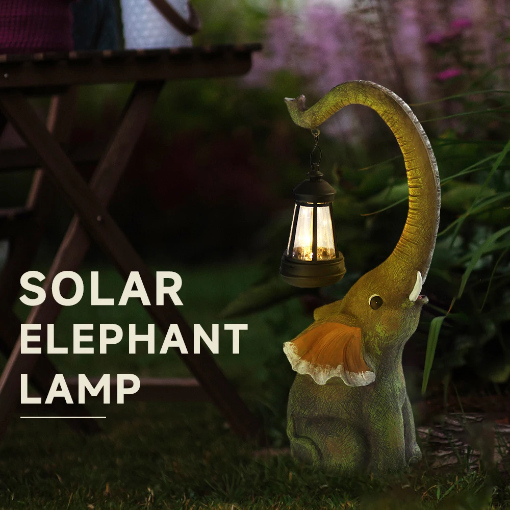 

Solar Garden Decor Elephant Statues Outdoor Yard Lamp Birthday Gifts Elephant Ornament for Balcony Garden Walkway Lawn Terrace