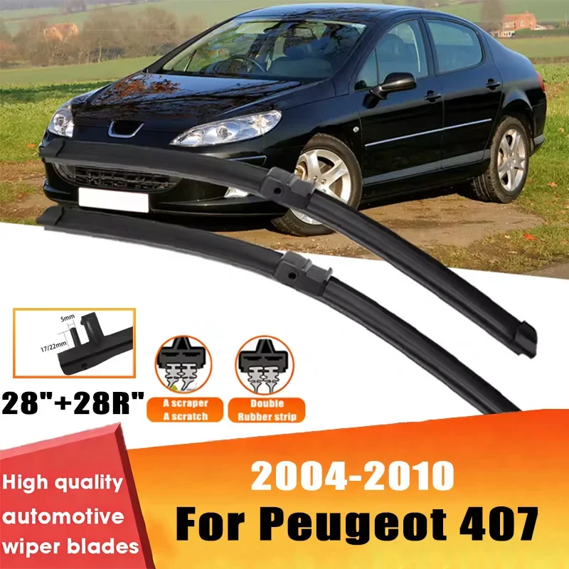 

2pcs Wiper Front Wiper Blades Set For Peugeot 407 2004-2010 2005 2006 2007 Windshield Windscreen Window 28"+28R" Car Accessories