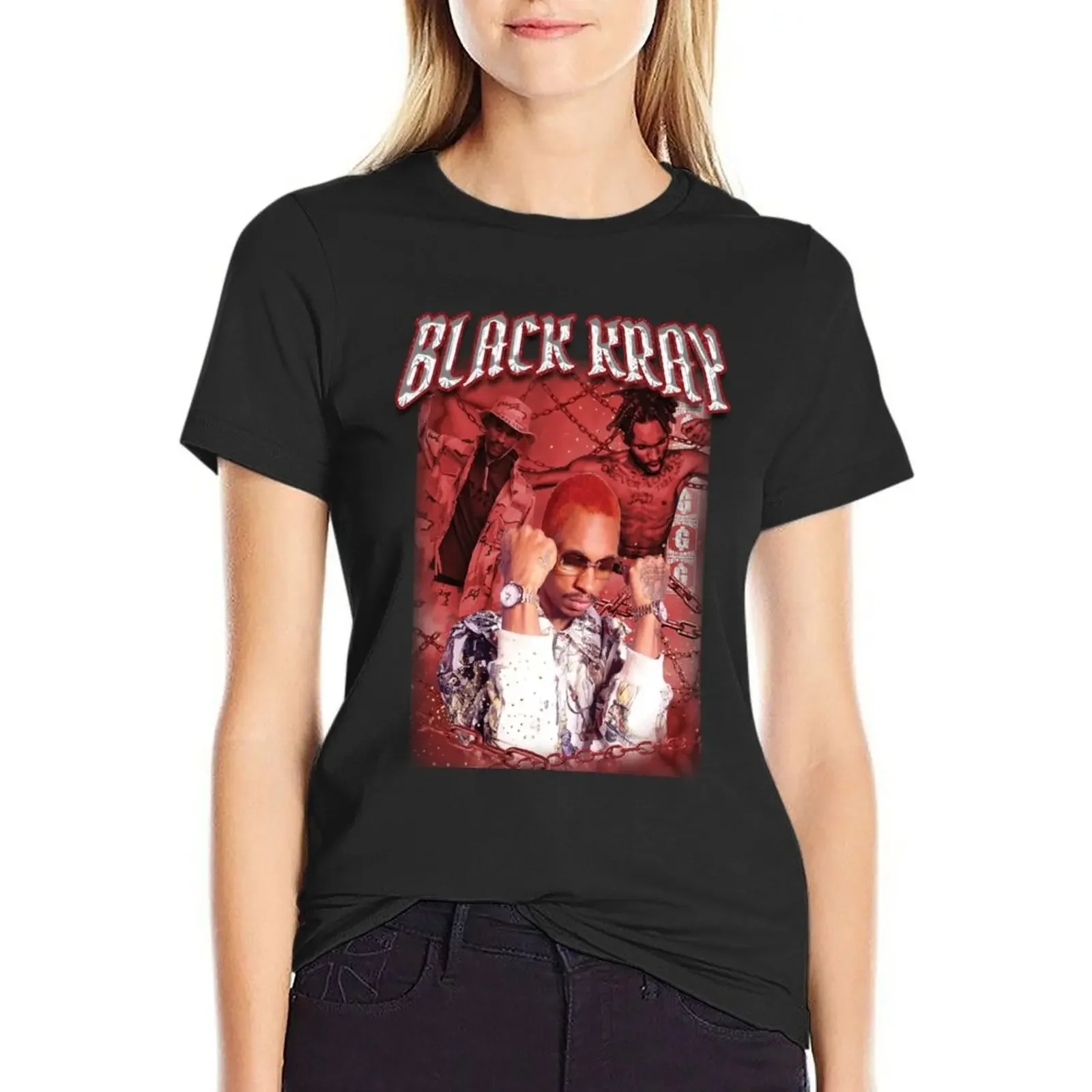 

Black Kray Vintage Bootleg Shirt T-Shirt anime clothes shirts graphic tees Aesthetic clothing t-shirts for Women cotton