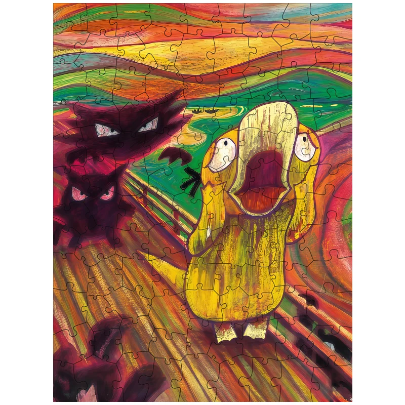 Wooden Puzzle for Pokemon Scream Series Eevee Rowlet Psyduck Mimikyu Anime Brain-Boosting Adult Child Desktop Jigsaw Fans Gifts