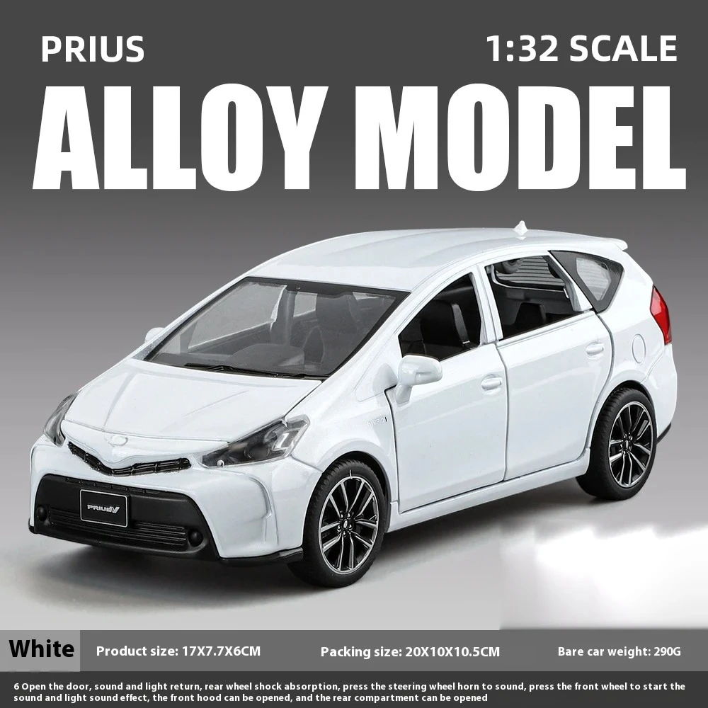 

1:32 PRIUS Alloy Muscle Car Model Sound and Light Pull Back Children's Toy Collectibles Birthday gift