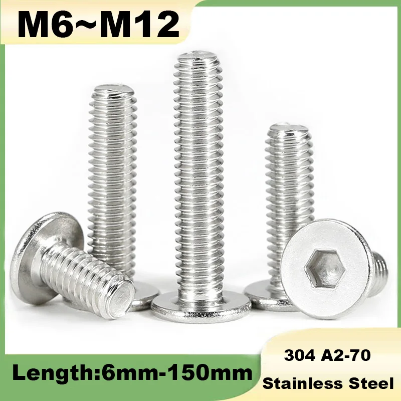 Allen Screw M6 M8 M10 M12 304 Stainless Steel Hex Hexagon Socket Ultra Thin Super Low Flat Head Allen Cap Bolt