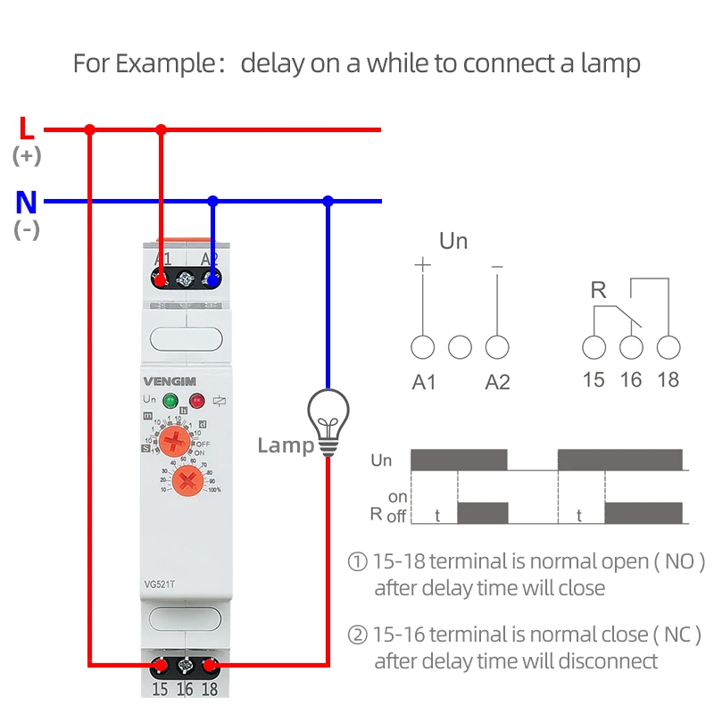 Time Relay 12v 24v 220v 230v AC/DC Power On Delay Timer Relay with Time Adjustable 0.1 Second to 10 Days Din Rail