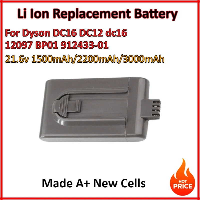 

DC16 21.6V 3000mAh Li Ion Replacement Battery For Dyson dc16 DC12 dc16 Animal 12097 BP01 912433-01 L50 Vacuum Cleaner Battery