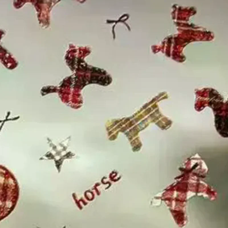 Cute Horse Bowknot Pony Nail Art Sticker Cartoon Lion Dance Manicure Decal New Year DIY Nail Art Decoration