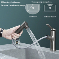 Bathroom Kitchen Sink Faucet Aluminum Alloy Hot and Cold Mixed Pull-out Washbasin Deck Installation Faucet Water Tap Accessories