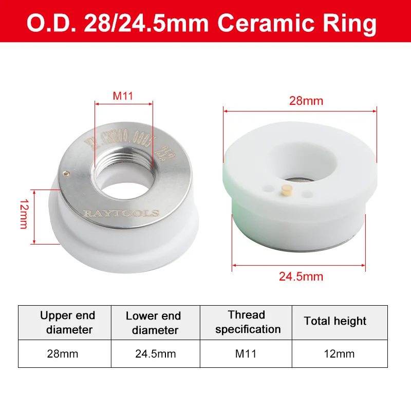 I sedili per ugelli in ceramica laser Raytools e più modelli di anelli in ceramica ad alta precisione sono utilizzati nelle apparecchiature per il taglio laser