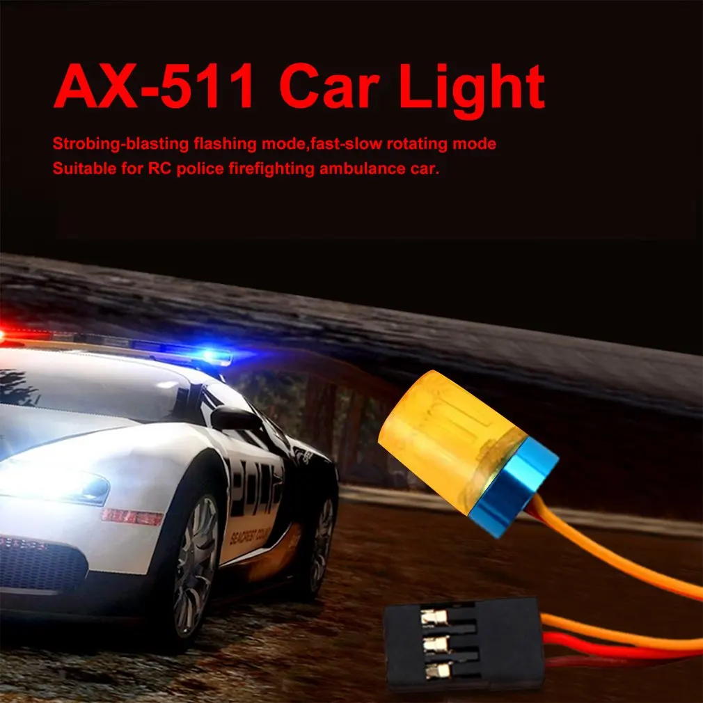 AX-511 Circular Ultra Bright LED Light Strobing-blasting Flashing Fast-slow Rotating Mode RC Police Firefighting Ambulance Car