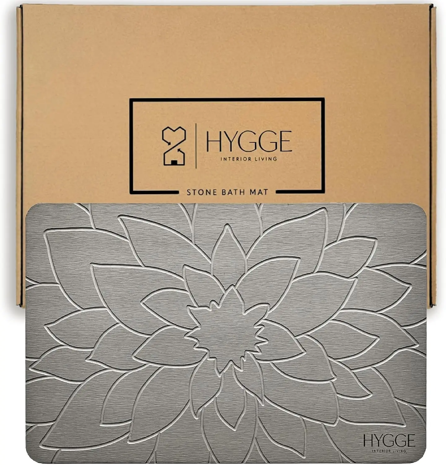 

Роскошный гравированный каменный коврик для ванной - быстросохнущий, нескользящий коврик для душа, современный декор для спа, элегантный напольный коврик, 23,6 x 15,4 дюйма