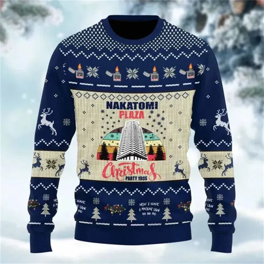 Christmas Nakatomi Plaza Ugly Sweater 3d Fashion Pullover Hip Hop Streetwear Menswear Funny Ugly Christmas Knitted Sweater