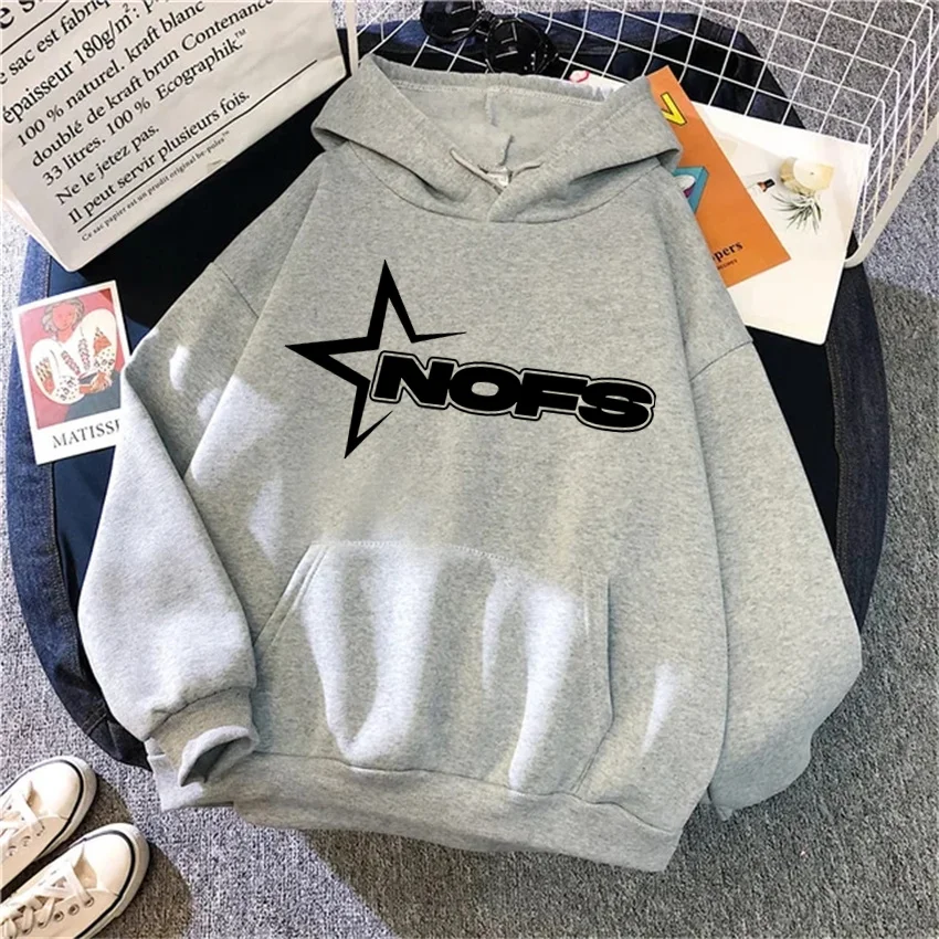 Winter Fashion Womens Hoodie NOFS Print Pullover Streetwear Hoodies Women Hip Hop Fleece Harajuku Y2K Unisex Sweatshirts Tops