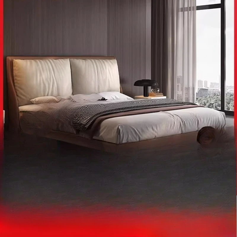 

Italian minimalist leather bed 1.8 meters small apartment