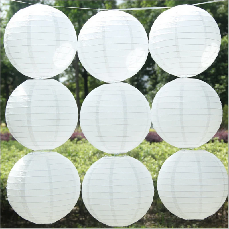 1pc diameter 10cm-40cm DIY White Round Paper Lantern Chinese Paper Ball hanging lanterns Wedding Event Party Decoration supplies