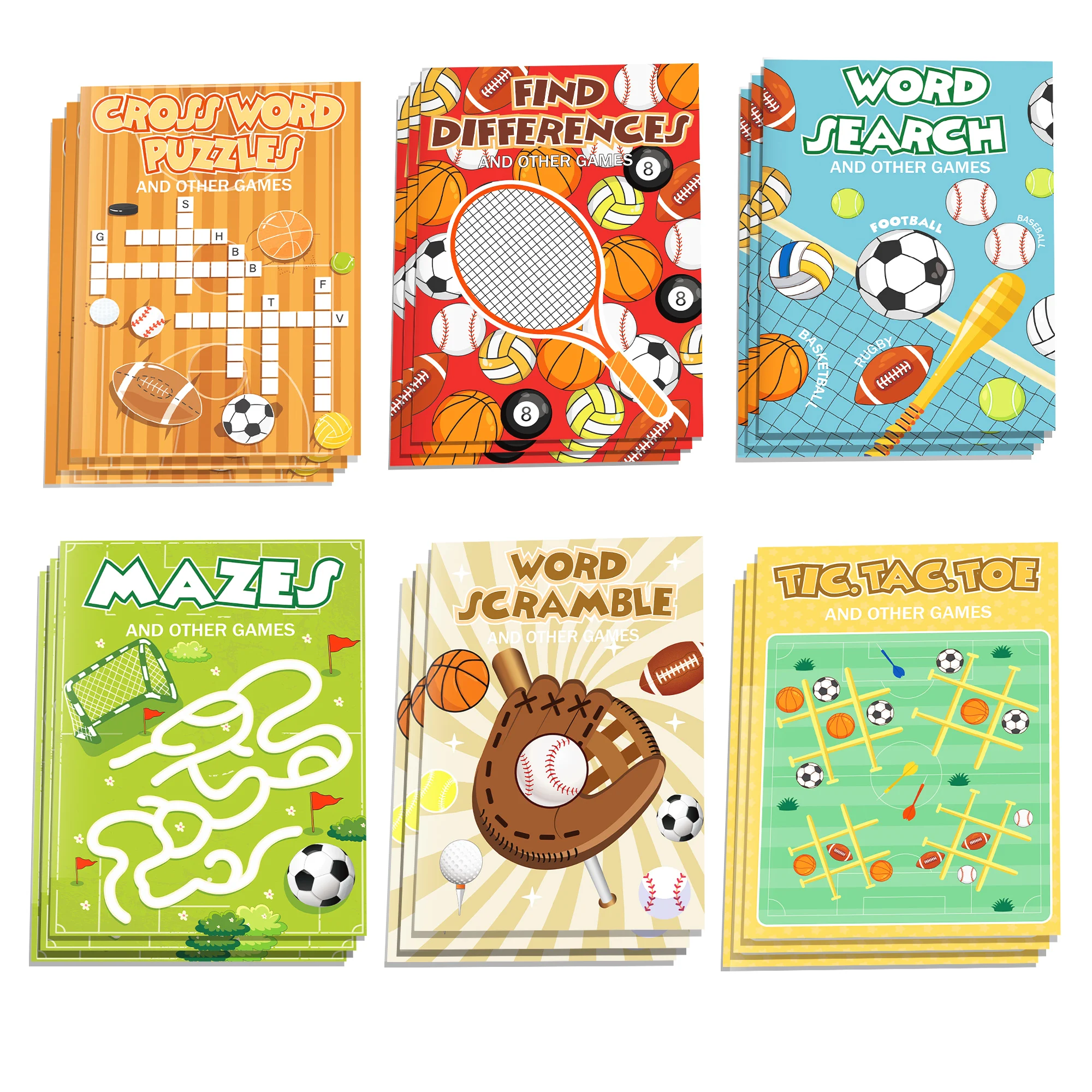 6/12/24Pcs Sports Activity Coloring Book Soccer Basketball Football Puzzle Game DIY Drawing Book Treat Bag Fillers Rewards