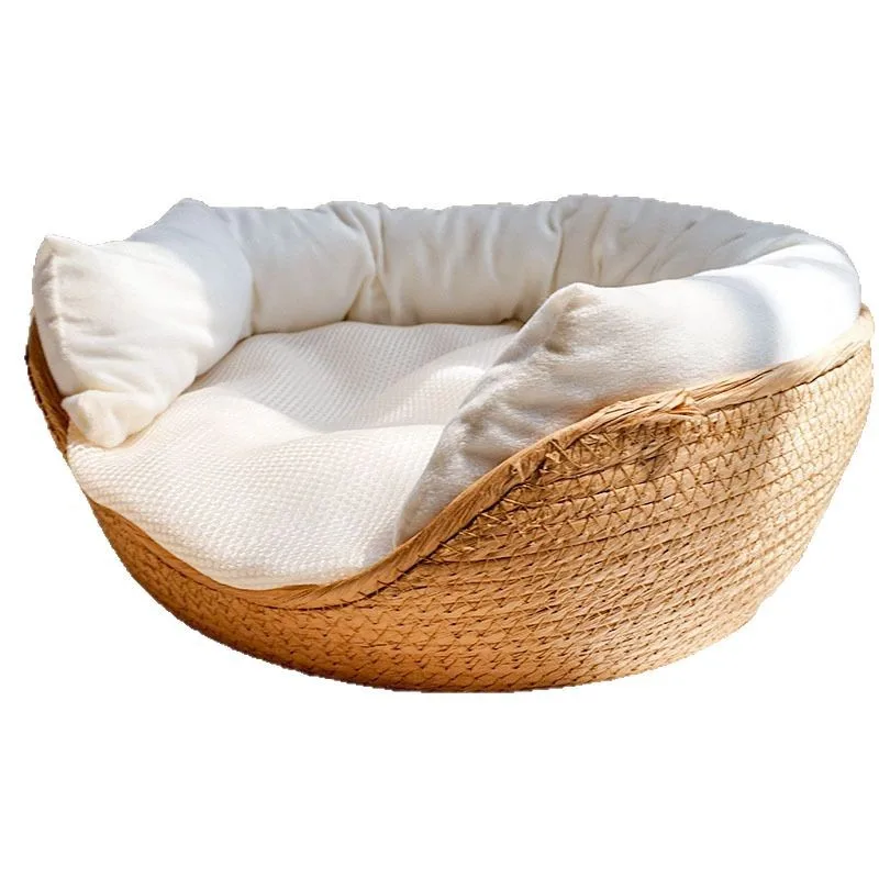 

Removable And Washable Rattan Cat Kennel Summer Bed Warm In Winter Hand-woven Kennel Universal In All Seasons