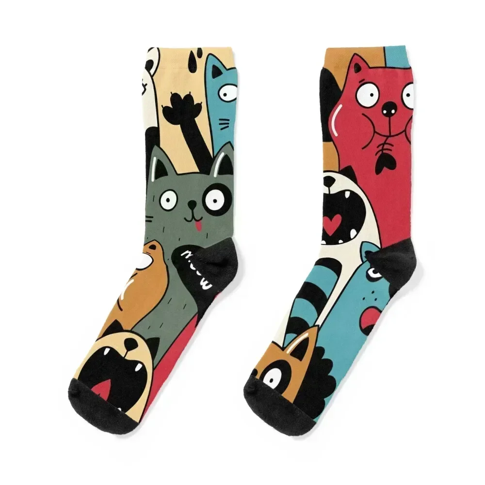 

Dumb Meow Cat Pattern Socks japanese fashion tennis funny gifts christmas stocking Socks Girl Men's