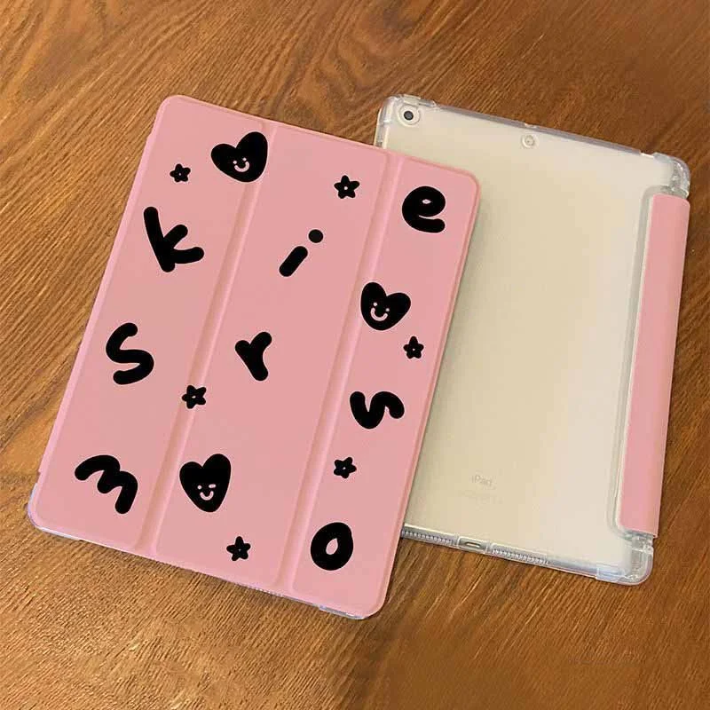 Black Letters Brown Polka Dots Cat Tablet Case For iPad Pro 13 11th A16 12.9