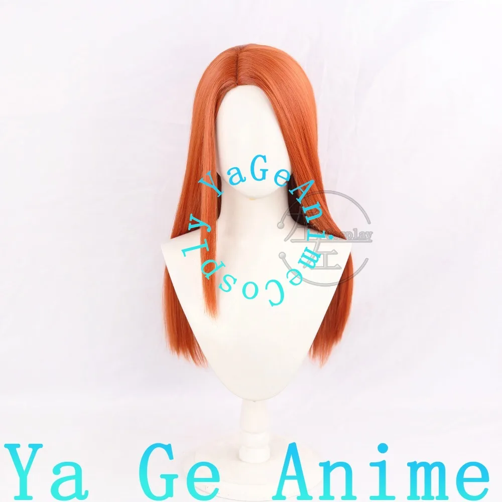 Eve Cosplay Wig 60cm Orange Long Side Part Scalp Top for Superhero Cosplay Comic Expos Action Photography Styling