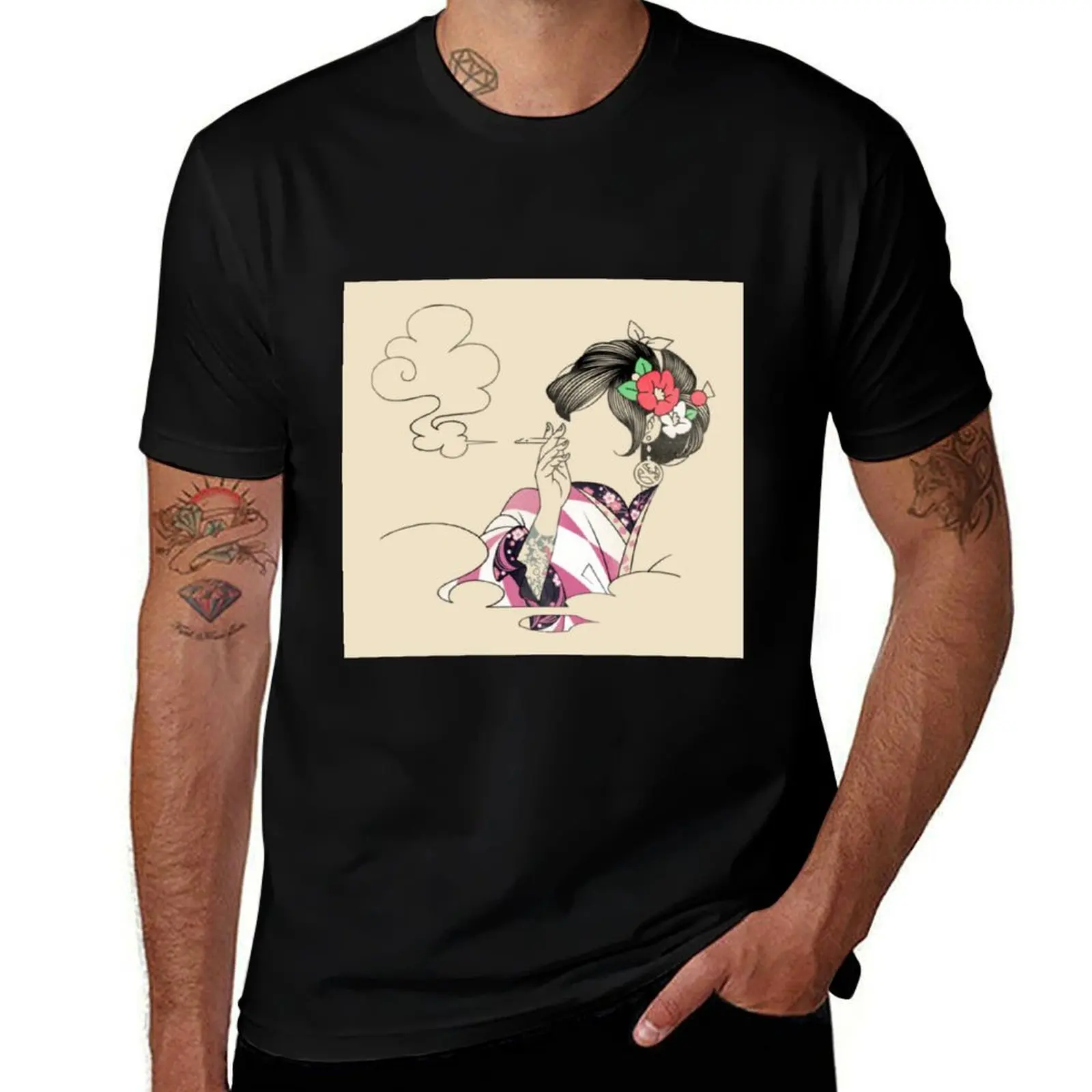 

Japan girl smoking T-Shirt Clothing anime t shirts new edition designer shirts mens graphic t-shirts funny