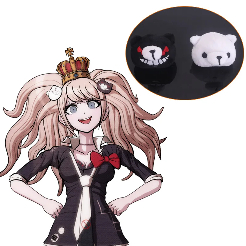 Hot New Danganronpa Monokuma Enoshima Junko Game Peripheral Cartoon Cosplay Hairpin Festival Party Performance Prop Headwear