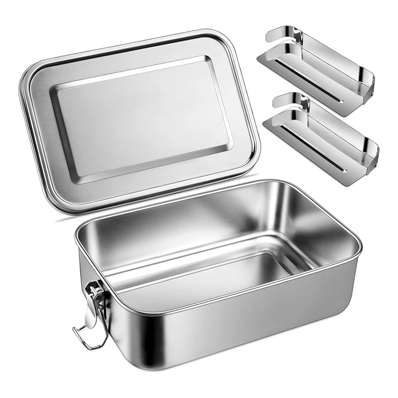 

Bento Box, Stainless Steel Lunch Box For Teens, Metal Bento Box With 2 Flexible Compartments, Lunch Box