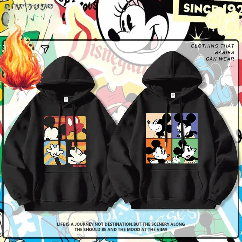 

Disney Mickey Mouse hoodie Men 2025 New winter Minnie collaboration peripheral clothes, American retro trend
