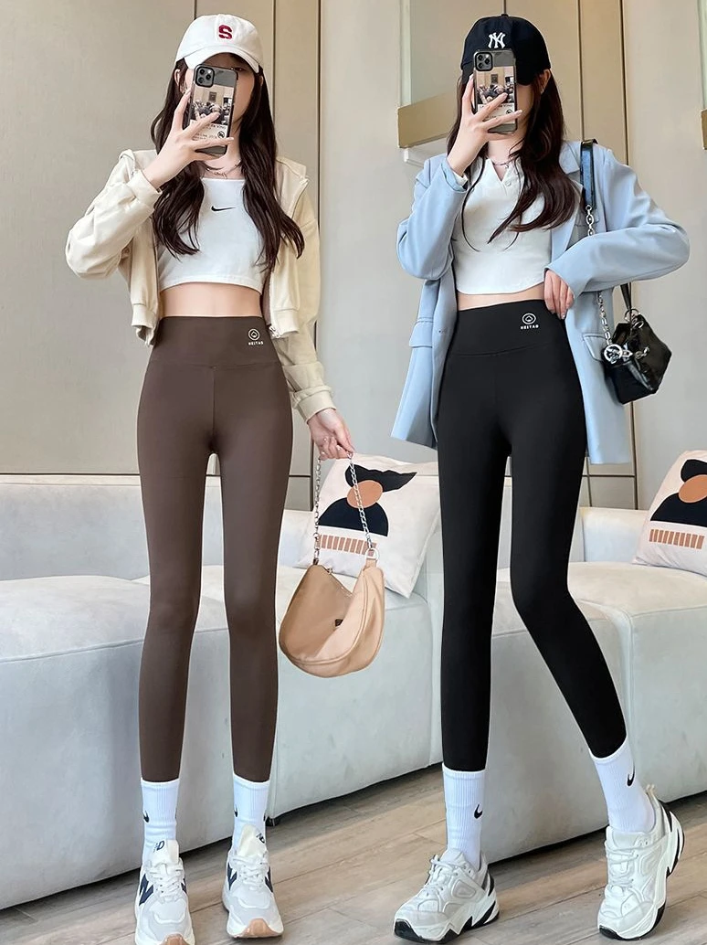 

Женские леггинсы из овечьей шерсти с высокой талией, утепленные, для йоги, осенне-зимние, облегающие, удлиненные