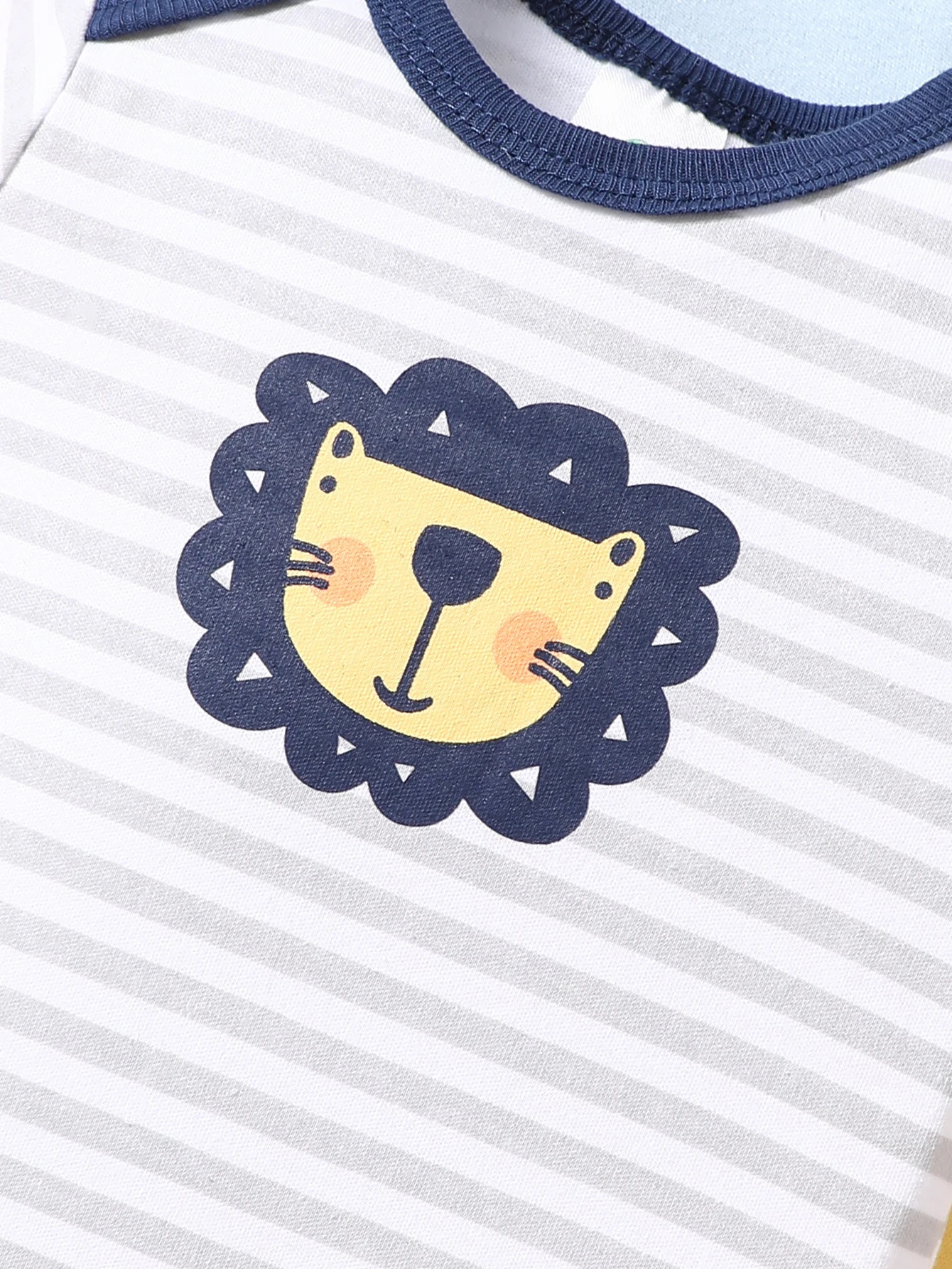 5PCS Summer Baby Cartoon Lion and Mouse Pattern Short Sleeved Jumpsuit Paired with Striped Pattern Jumpsuit for Boys Aged 0-1