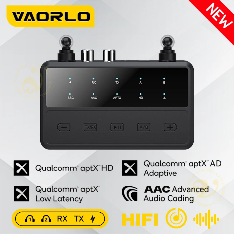 

2 in 1 aptX Bluetooth 5.4 Audio Transmitter Receiver 3.5MM AUX RCA aptX-Adaptive AD/HD/LL AAC Multipoint HiFi Wireless Adapter