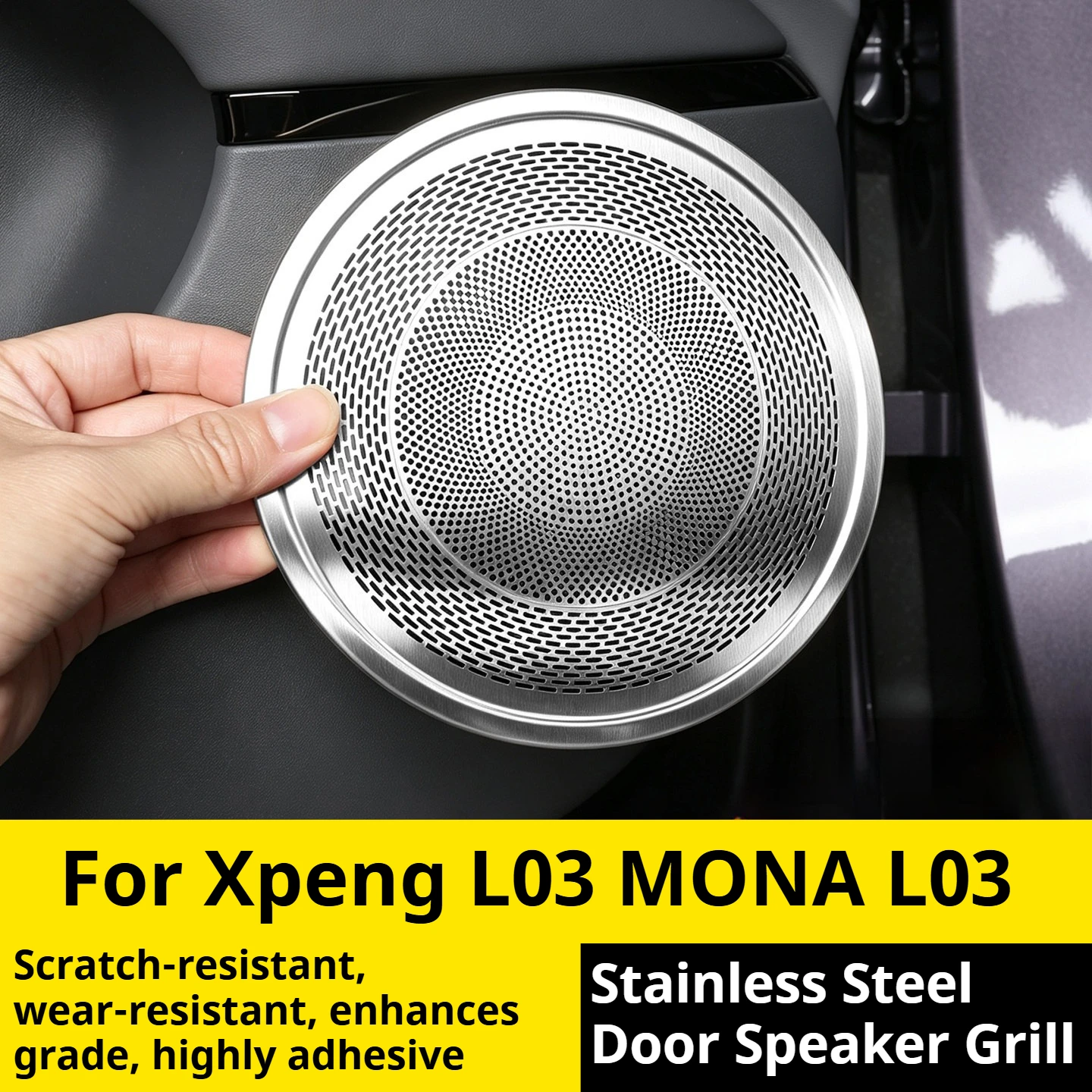 For Xpeng MONA L03 Door Speaker Cover Stainless Steel Anti‑Scratch Wear‑Resistant Easy Installation Decor Car Trim Patch