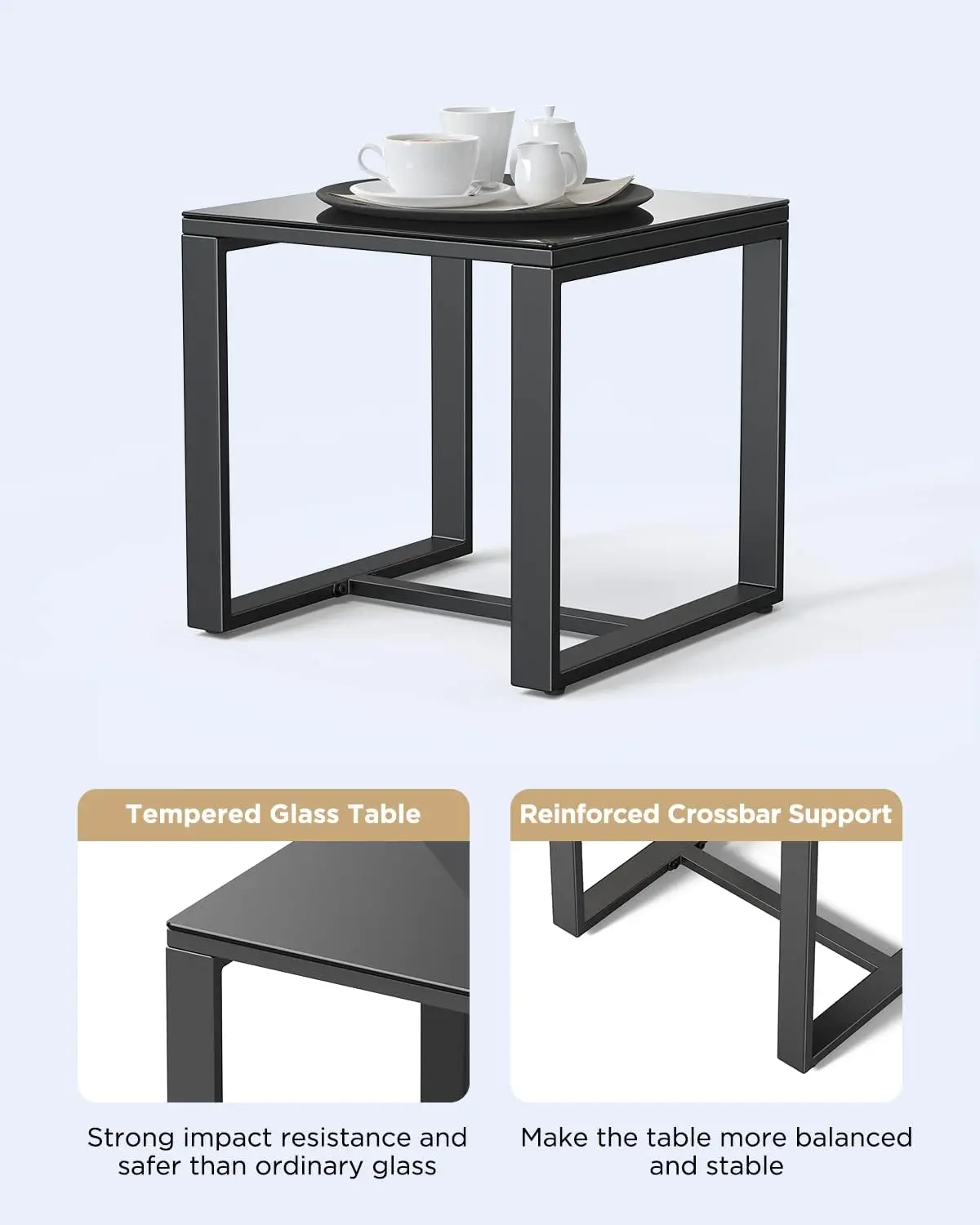 3 Pieces Patio Furniture Set Rocking Bistro Set Outdoor Rattan Conversation with Coffee Table for Garden Balcony Backyard