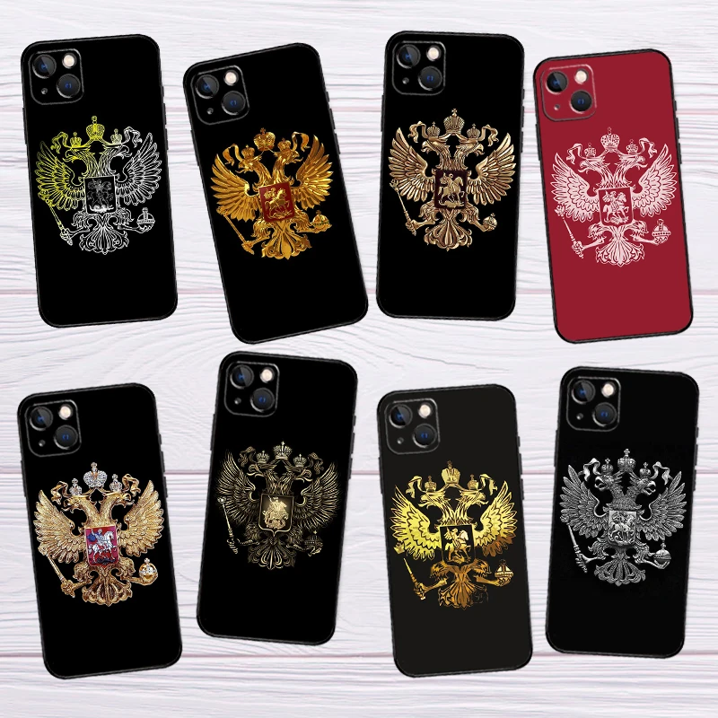 Russia Russian Coat Of Arms Phone Case For iPhone 16 12 15 14 11 Pro Max XS X XR Plus Phone Case For iPhone 16 13 Pro Max