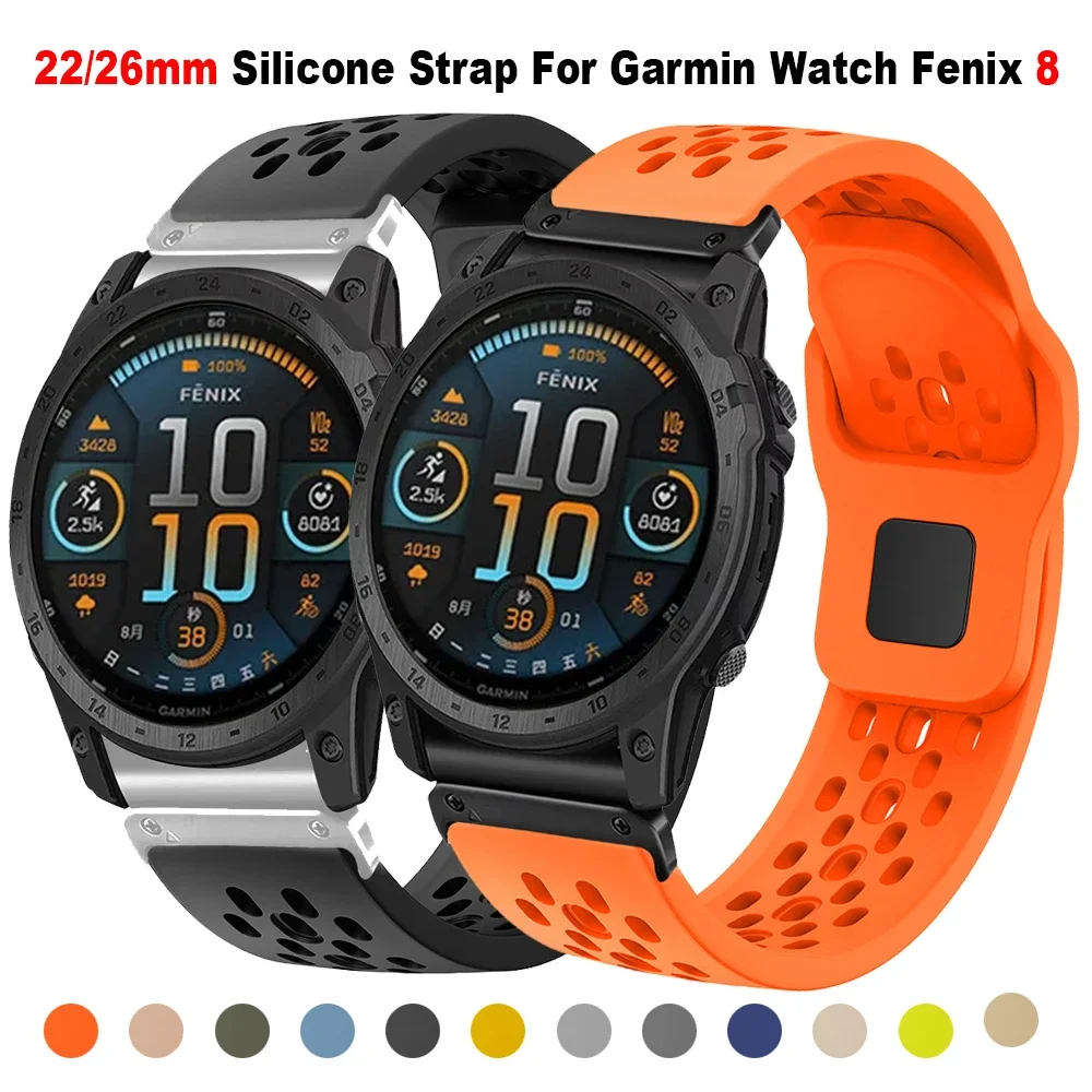 22mm 26mm Quick Fit Silicone Strap for Garmin Watch Fenix 8 7 7X 6X Pro/Epix Pro Gen 2 51mm 47mm/Fenix6 5Plus 5XPlus Watchband