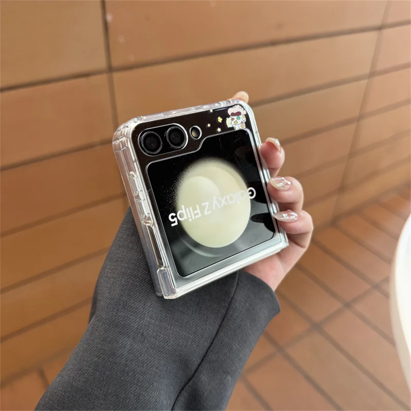 Niedliche 3D-Comic Crayon Shin-chan faltbare Magsafe Wireless Charge Case für Samsung Z Flip 6 Z 3, 4, 5, 6, 7, Cartoon-Magnethalter