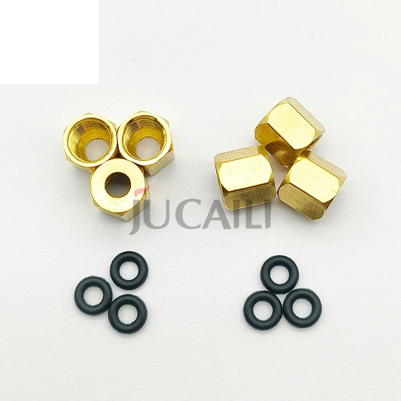 Jucaili 12pcs XP600 Ink Damper Copper Nut with Rubber Ring for EPS DX4 DX5 XP600 for Printer Dumper Ink Tube Copper Connector