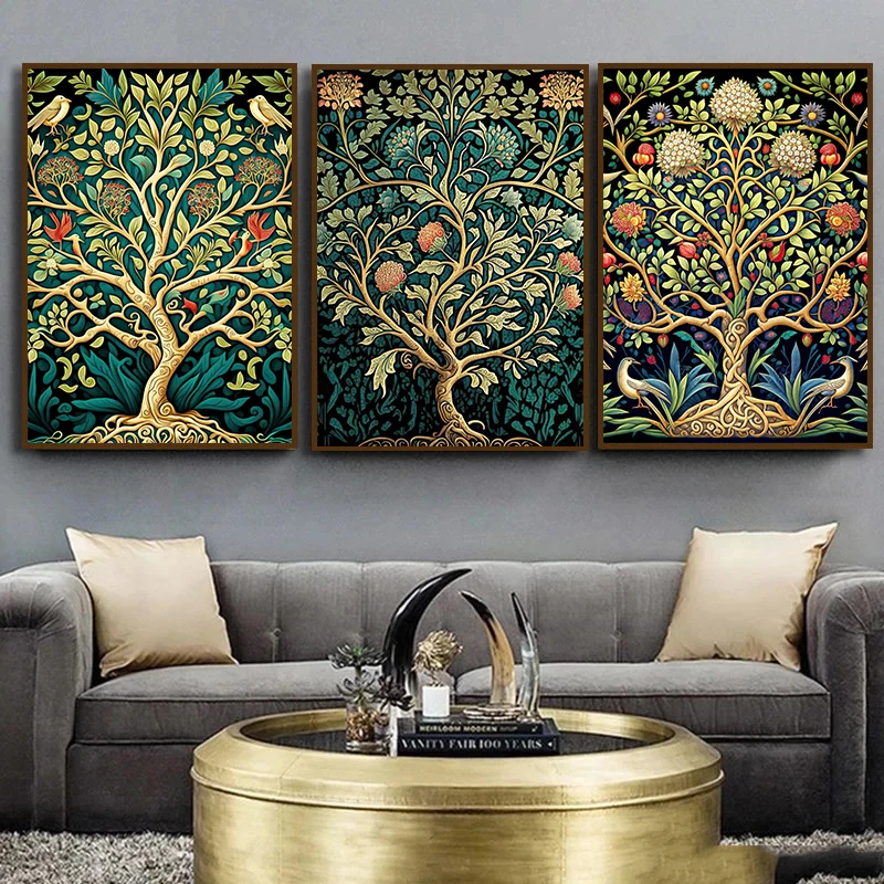 Abstract Yggdrasil Folklore Tree Of Life Day of The Dead Skull Poster Canvas Painting Wall Art For Living Room Home Decor Cuadro