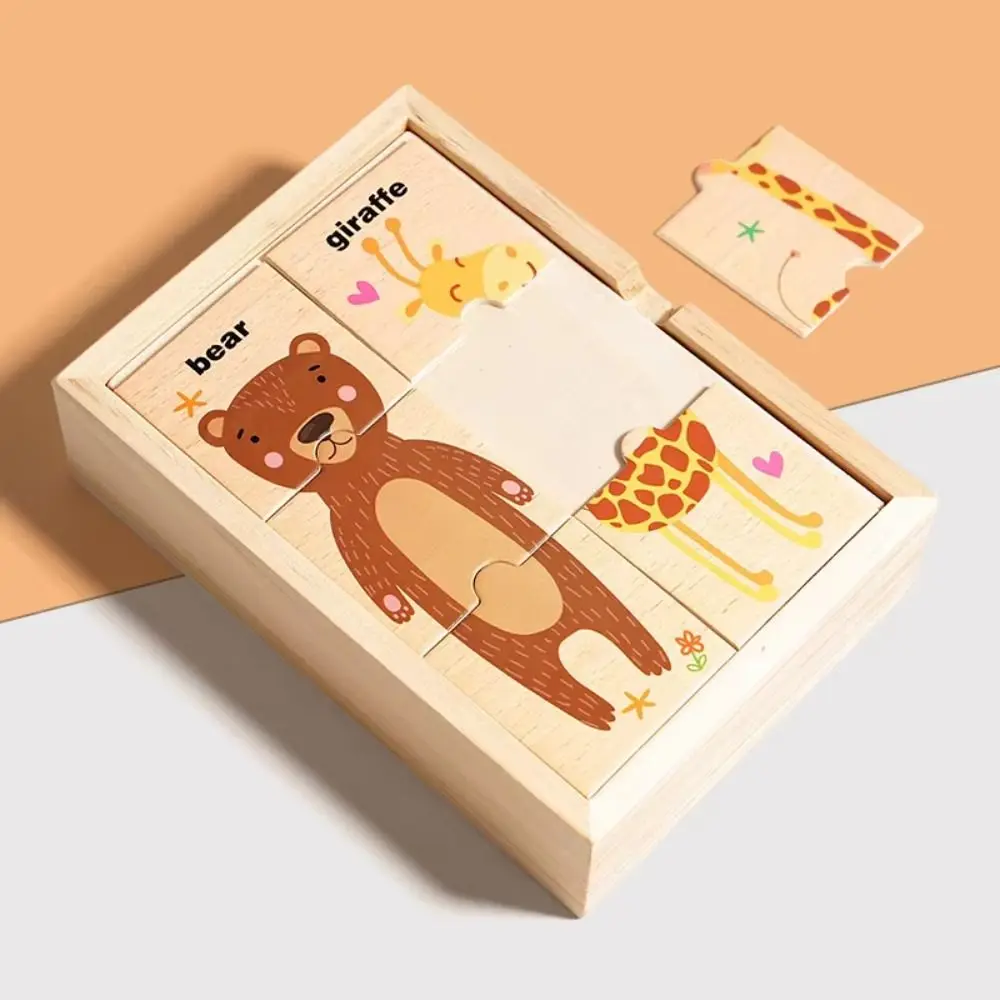 Wooden Material Wooden Puzzle Tangram Shape Educational Function Animals Puzzle Game Cartoon Design Jigsaw Type
