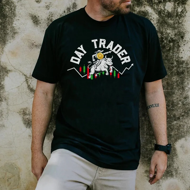 

Ripple Day Trader Crypto style Gift t shirt for Crypto Traders 100% cotton printed Graphic clothes All size tops s-xl