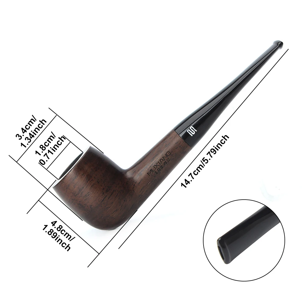 Sandalwood Tobacco Pipe Set para Fumar, Filtro de Madeira Sólida, Dry Ebony, Anel de Ouro, Acessórios com 10 Kits de Ferramentas, Old Fox, Preto, 9mm