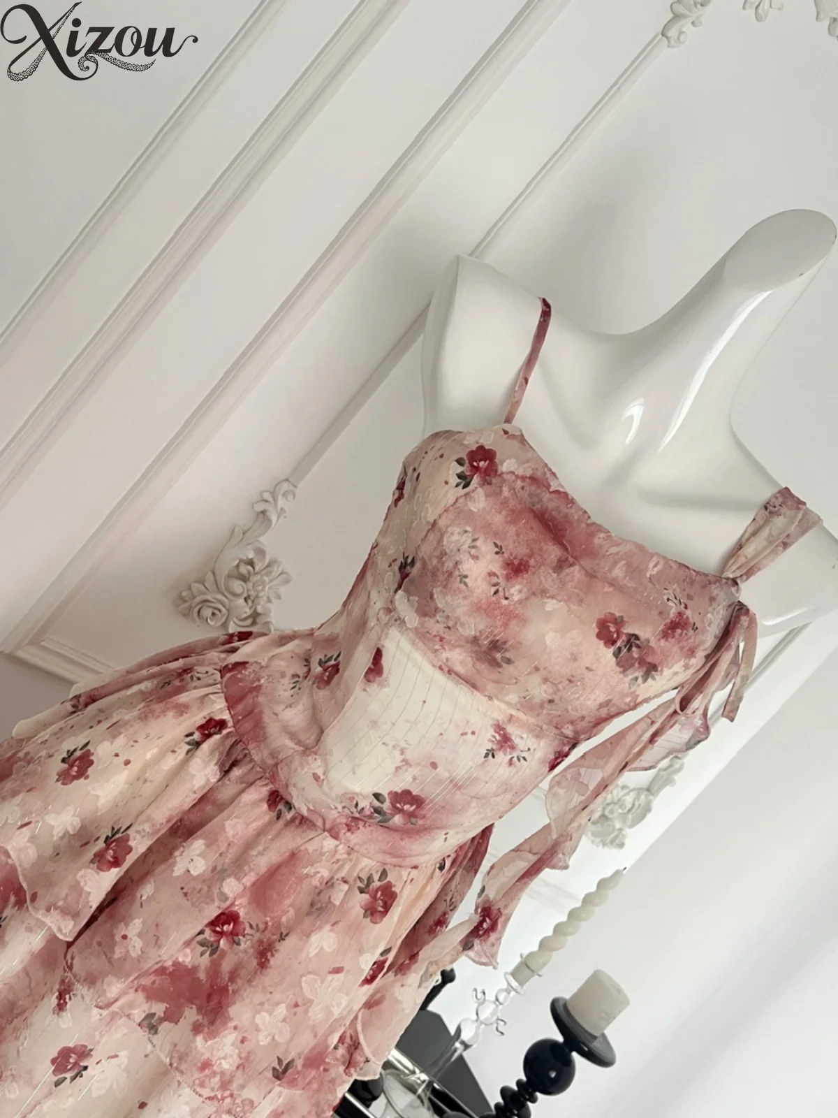 2025 moda verão acima do joelho vestidos curtos femininos férias irregular vintage suspender elegante vestido floral mulher