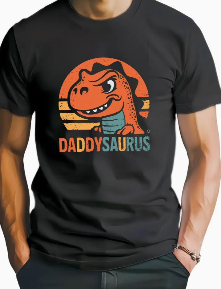 Men'S T-Shirt with A Fun Dinosaur Design for Dads - Front Shoulder Style T-Shirts Home Decoration