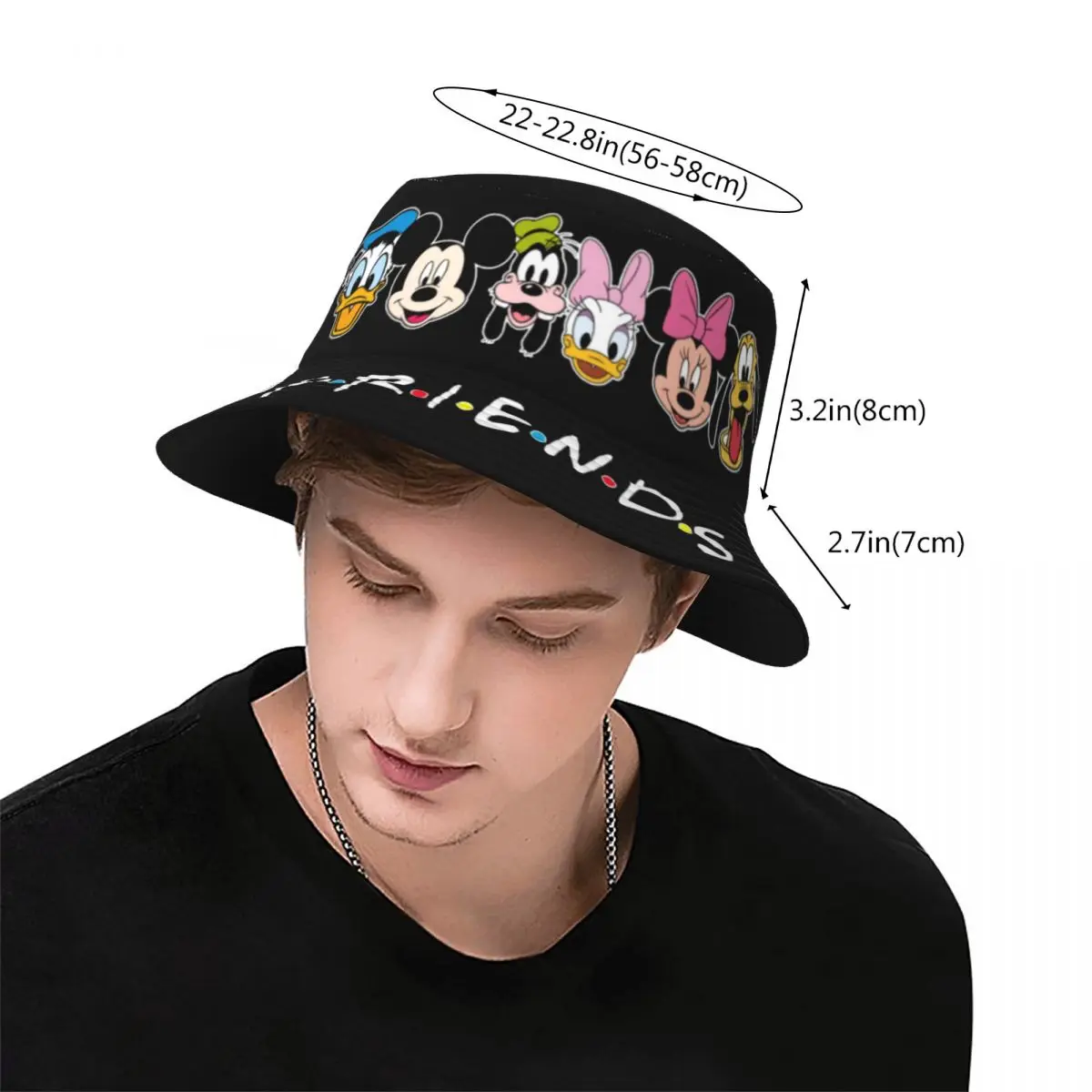 Girl Kawaii Mickey & Friends Character Cartoon Bucket Hat Merch Bob Hats For Vocation Getaway Headwear Lightweight