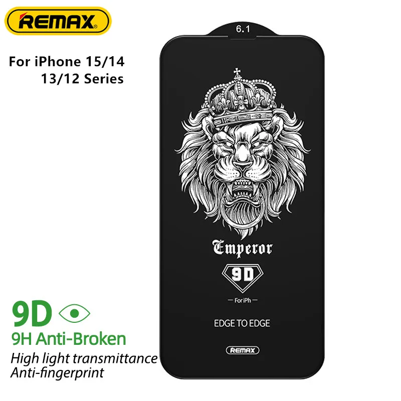 Remax 9H Tempered Glass Full Screen Protector For iPhone 15 15Pro For iPhone 14 14Pro/13/12 Series