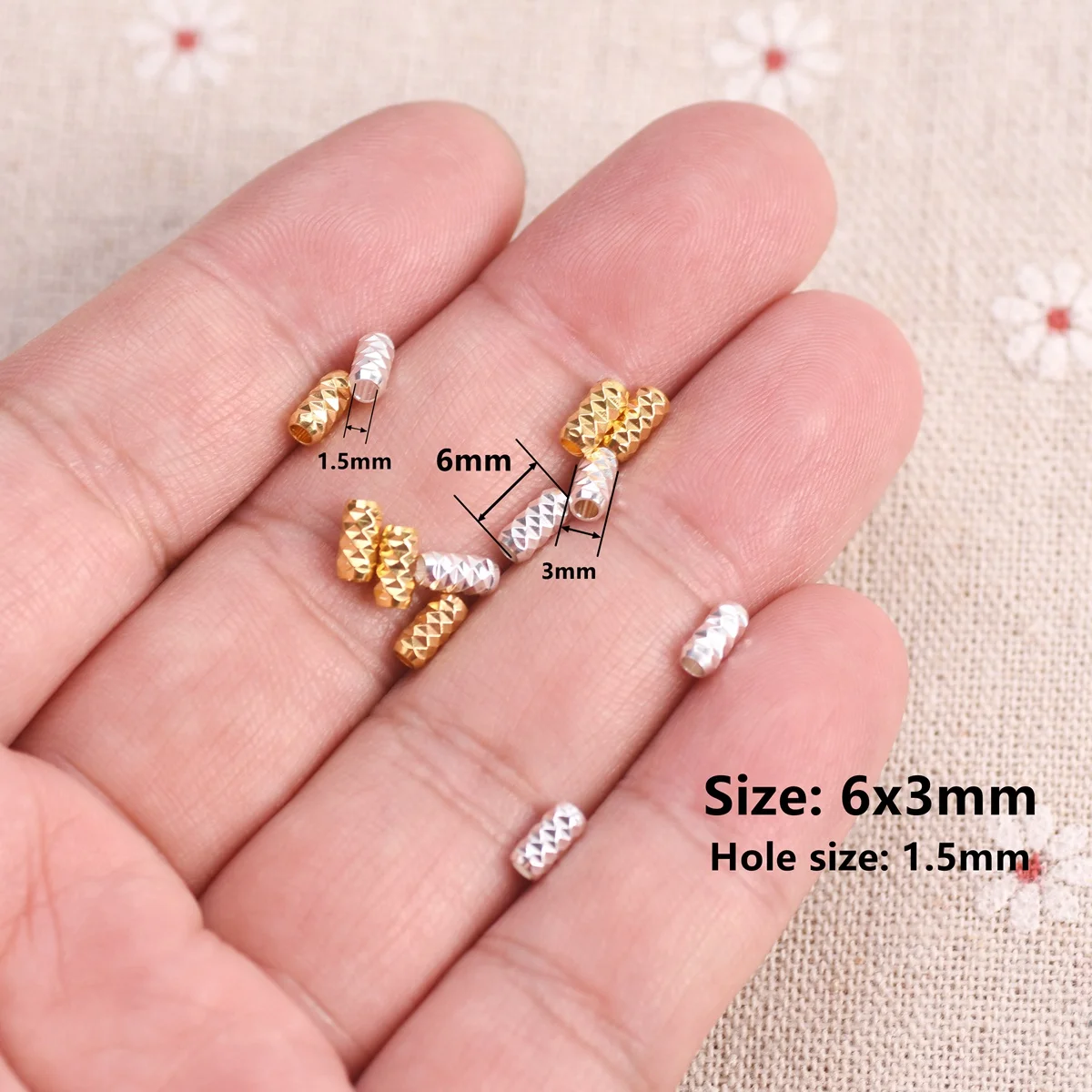 50pcs Tube Shape 6x3mm Plated Color Brass Metal Loose Spacer Beads Lot For Jewelry Making DIY Findings