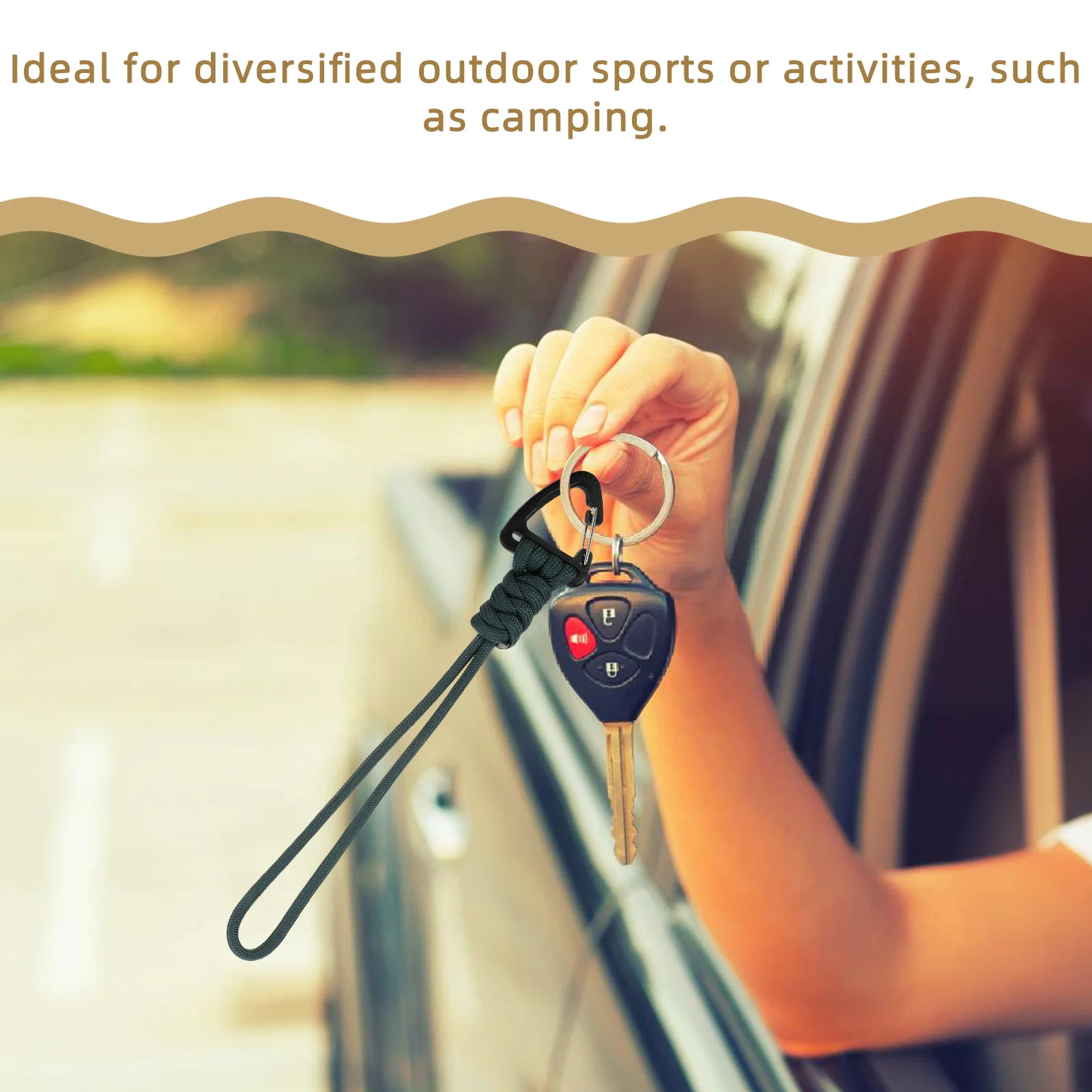 

2Pcs Camping Tool Lanyard Heavy Duty Polyester Strap Buckle for Hiking Outdoor Use Multifunctional Keychain Holder