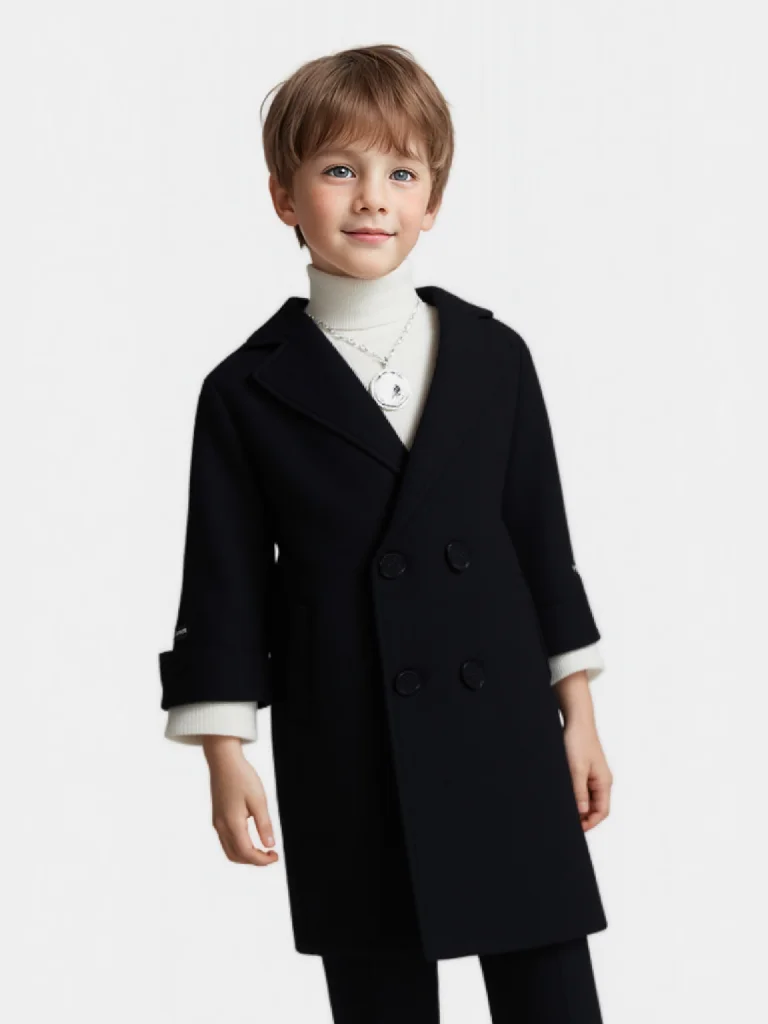 

Teen Kids Windproof Outdoor Long Jacket Children Photography Woolen Coat 3-15Y Prince Boys Beige Fromal Winter Warm Wool Coat