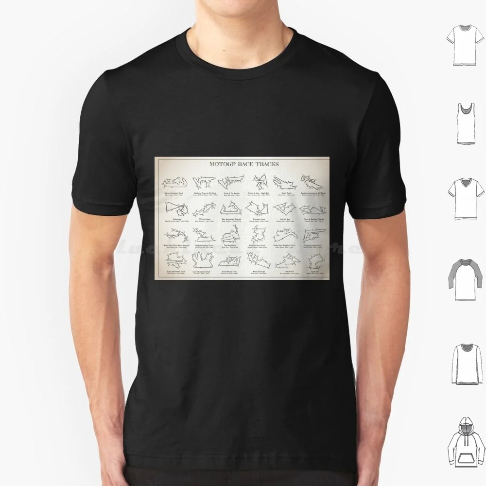 Camiseta Race Tracks (Blueprint-Light Ivory) 6xl de algodón, camiseta genial para Moto Rapaz Bluegalaxy Bgalaxy Blue Galaxy Motor Motorcycle